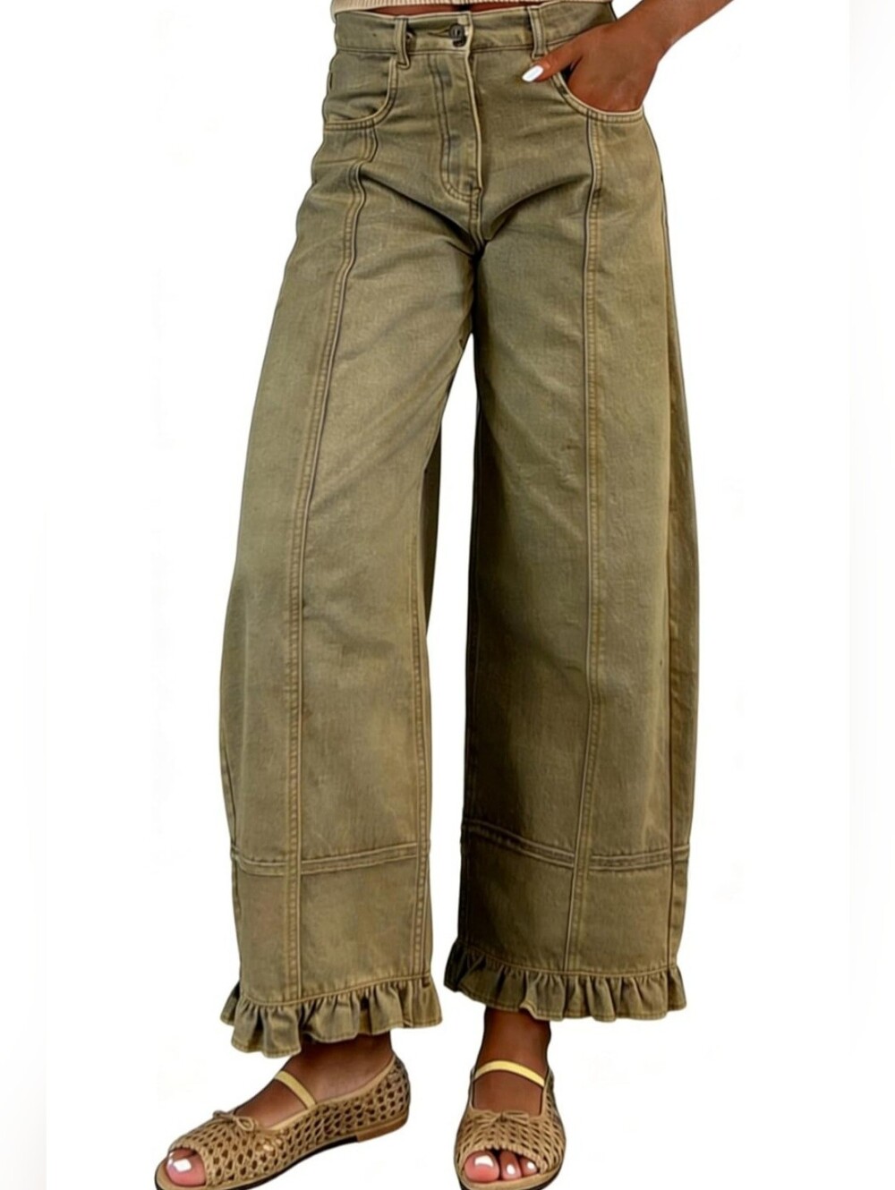 NWT Olive Barrel Leg Pants | Size XL | New Release | Just Arrived - Picture 3 of 5